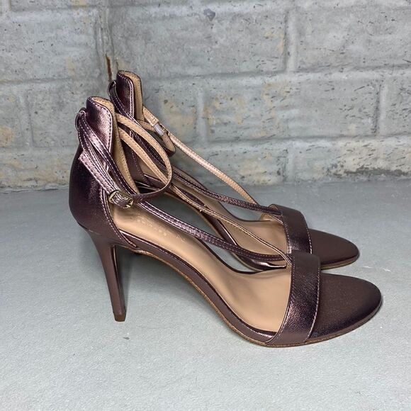 NWOB MSRP $328 Halston Heritage Evie Mink Leather Heel Sandals Women's Size 6 - Picture 3 of 6